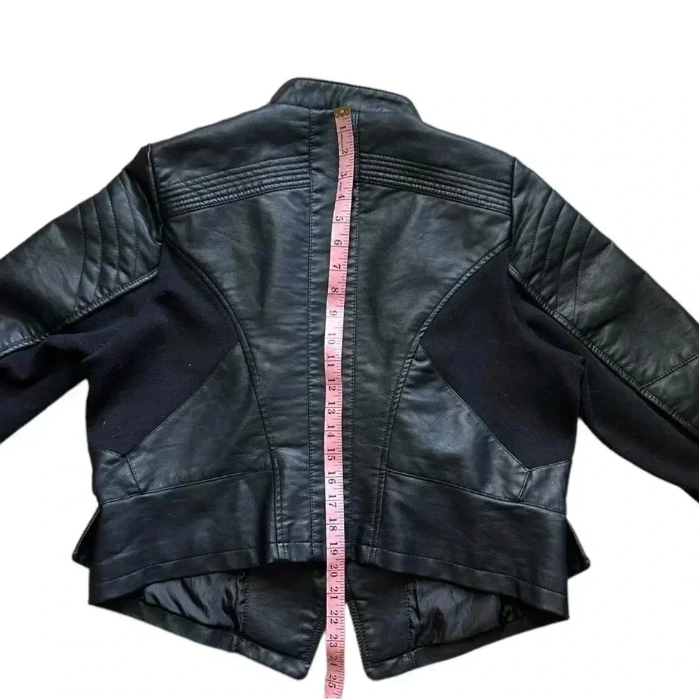 LANE BRYANT Black Faux Leather Moto Jacket Asymmetric Zip w/ Pockets 14/16 - Picture 5 of 9